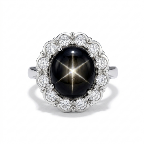 Diamonds/Star Sapphire Ring