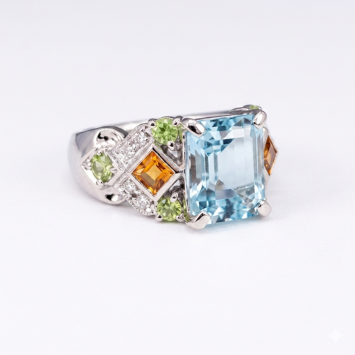 Platinum ring with Aquamarine