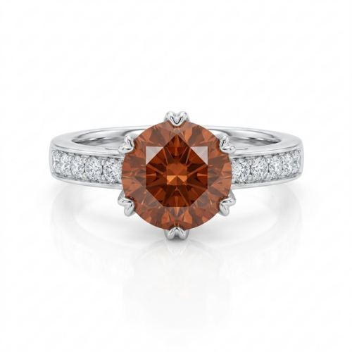 Round Orange Garnet Ring
