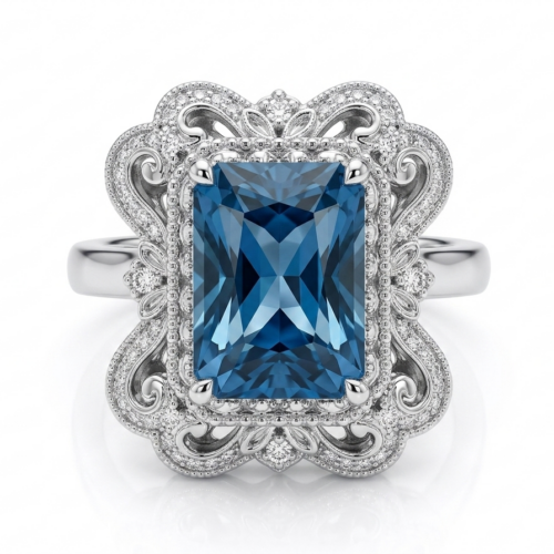 Diamonds/Aqua-Marine Ring