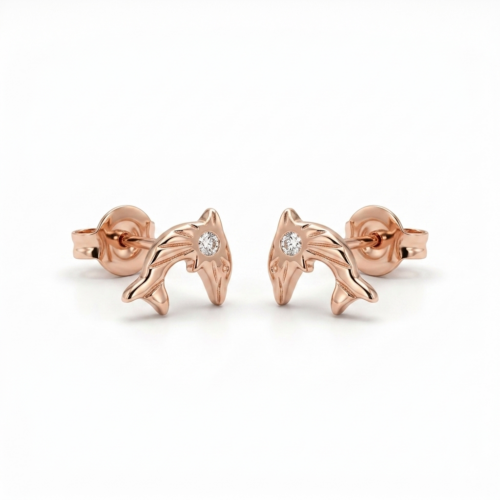 14ct Rose Gold Diamond Earrings