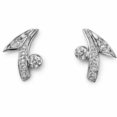 18ct White Gold Diamond Earrings with Pin