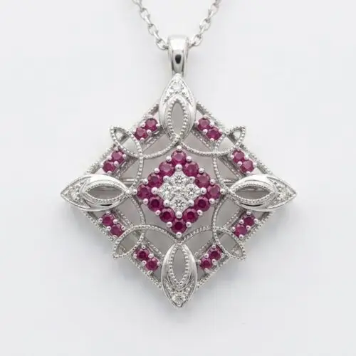 14ct White Gold Pendant with Brooch Fitting 25mm Length