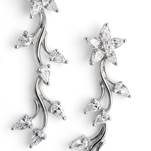Floral 18k and diamond earings