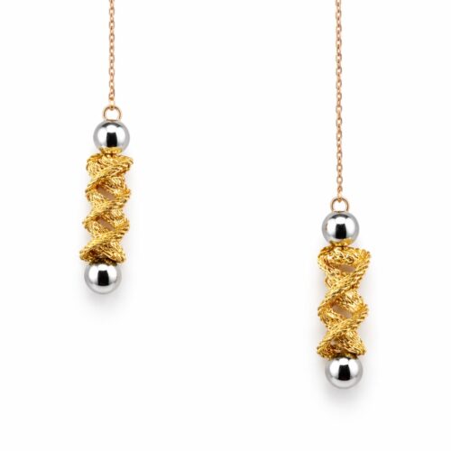 Two tone DNA drop earrings